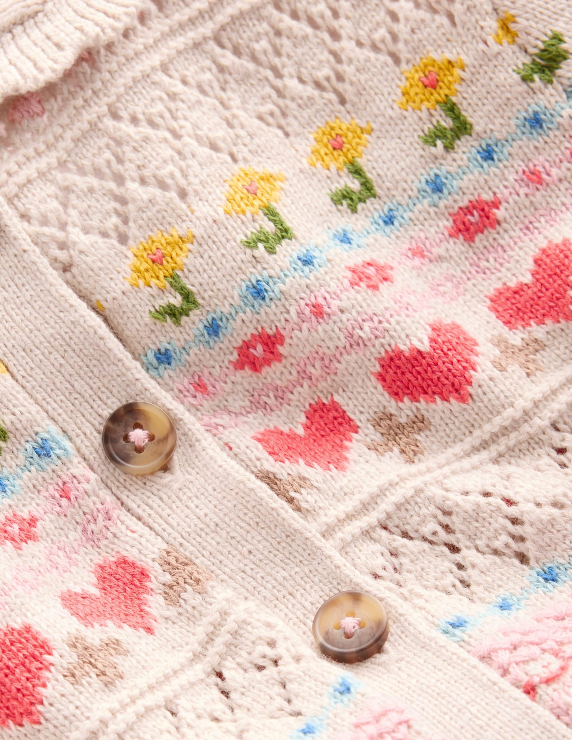 Collared Cardigan-Oatmeal Marl Flowers - Image 3