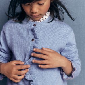Everyday Frilled Cardigan-French Blue Marl