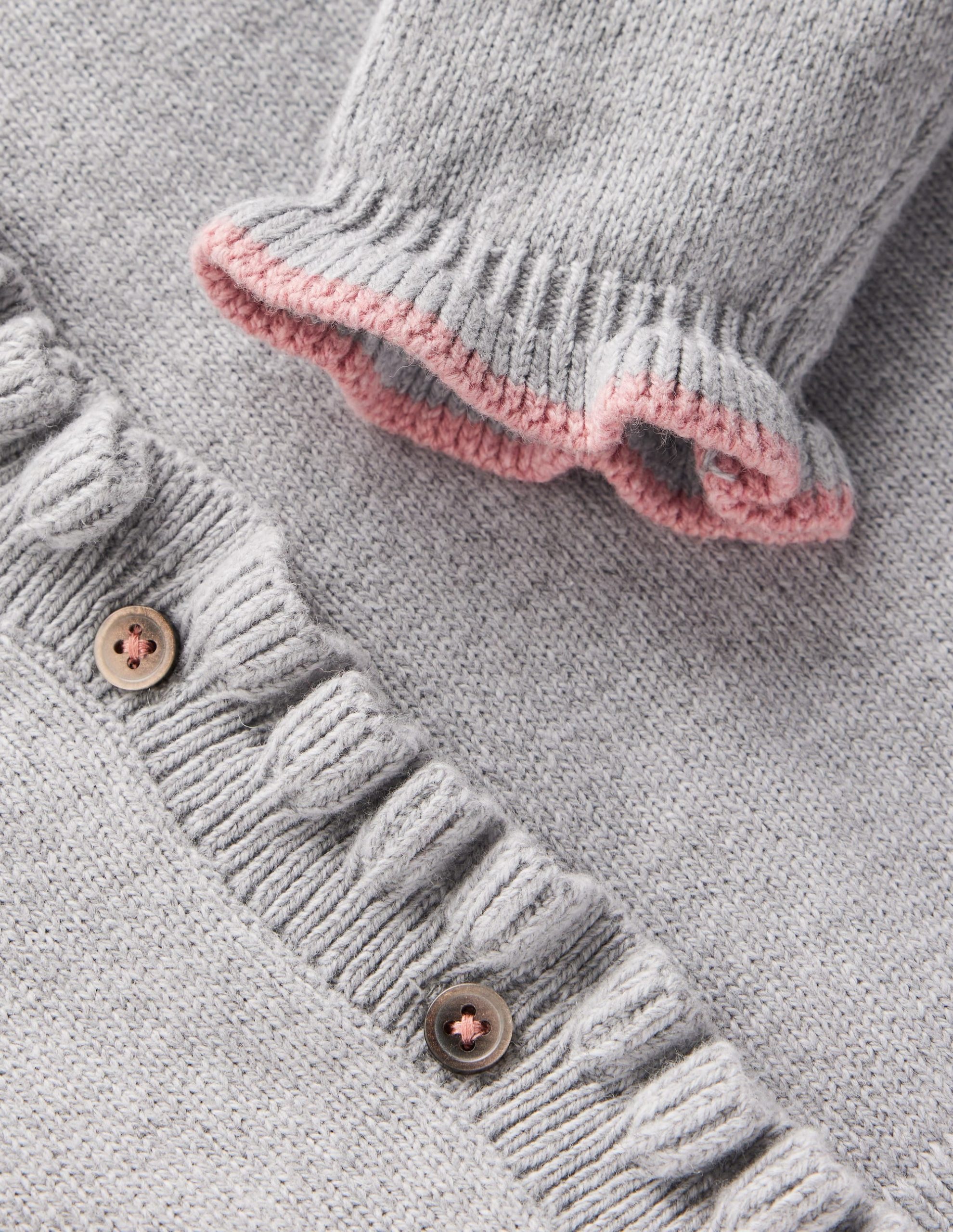 Everyday Frilled Cardigan-Grey Marl - Image 5