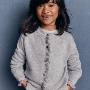 Everyday Frilled Cardigan-Grey Marl