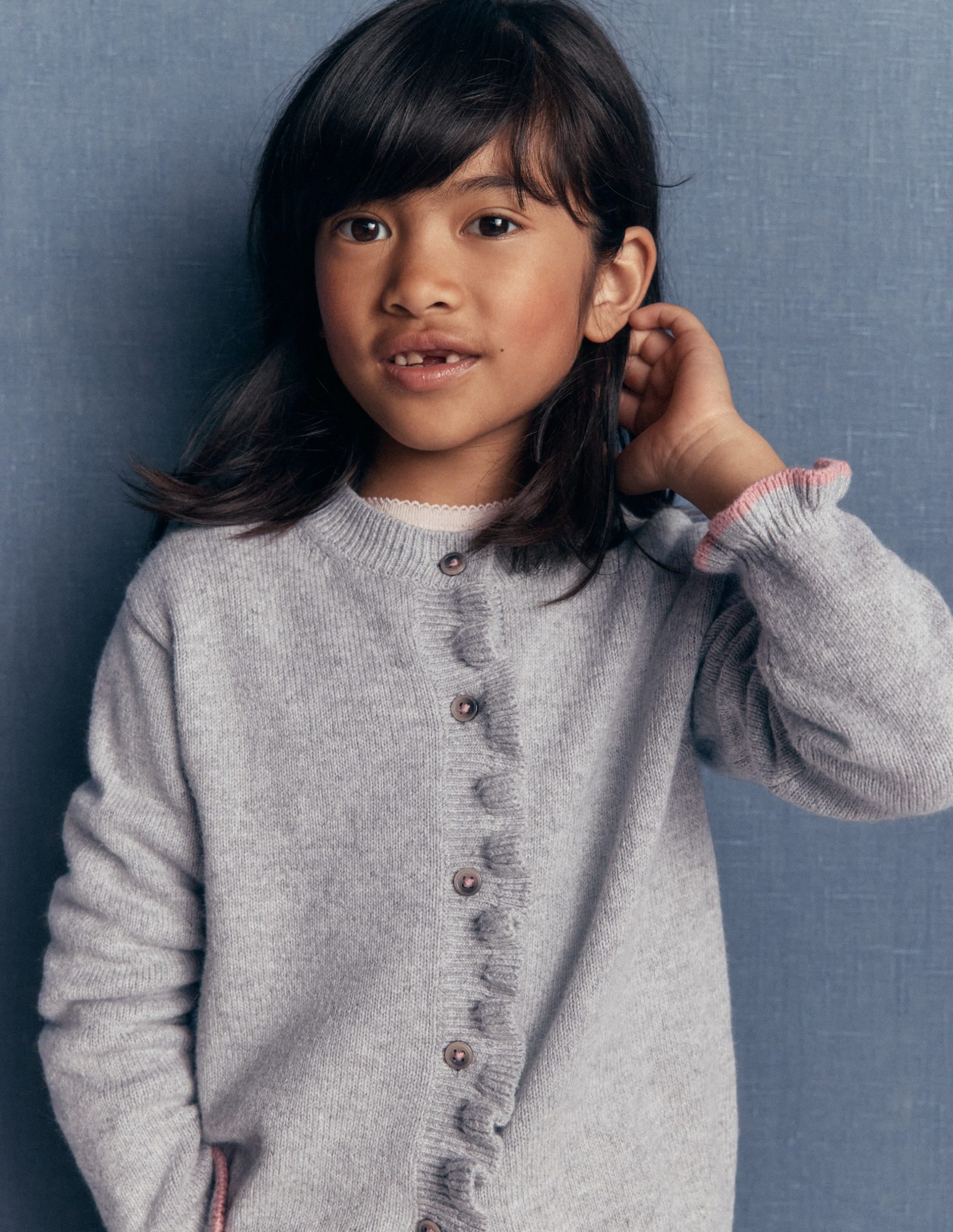 Everyday Frilled Cardigan-Grey Marl - Image 2