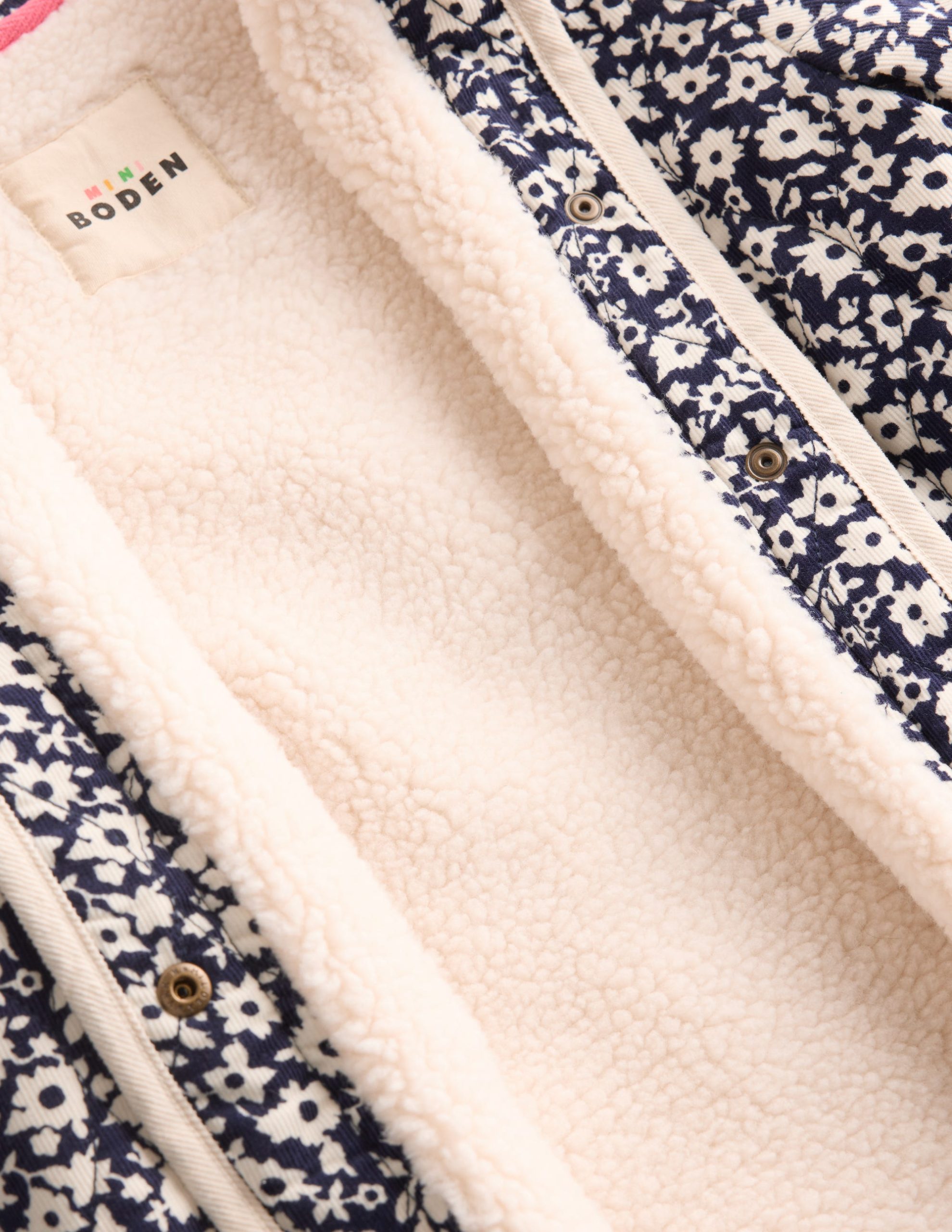 Quilted Cord Jacket-Navy Floral Print - Image 4