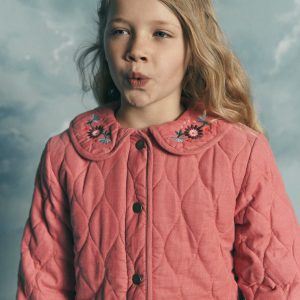 Quilted Cord Jacket-Heather Rose Floral Embroidery