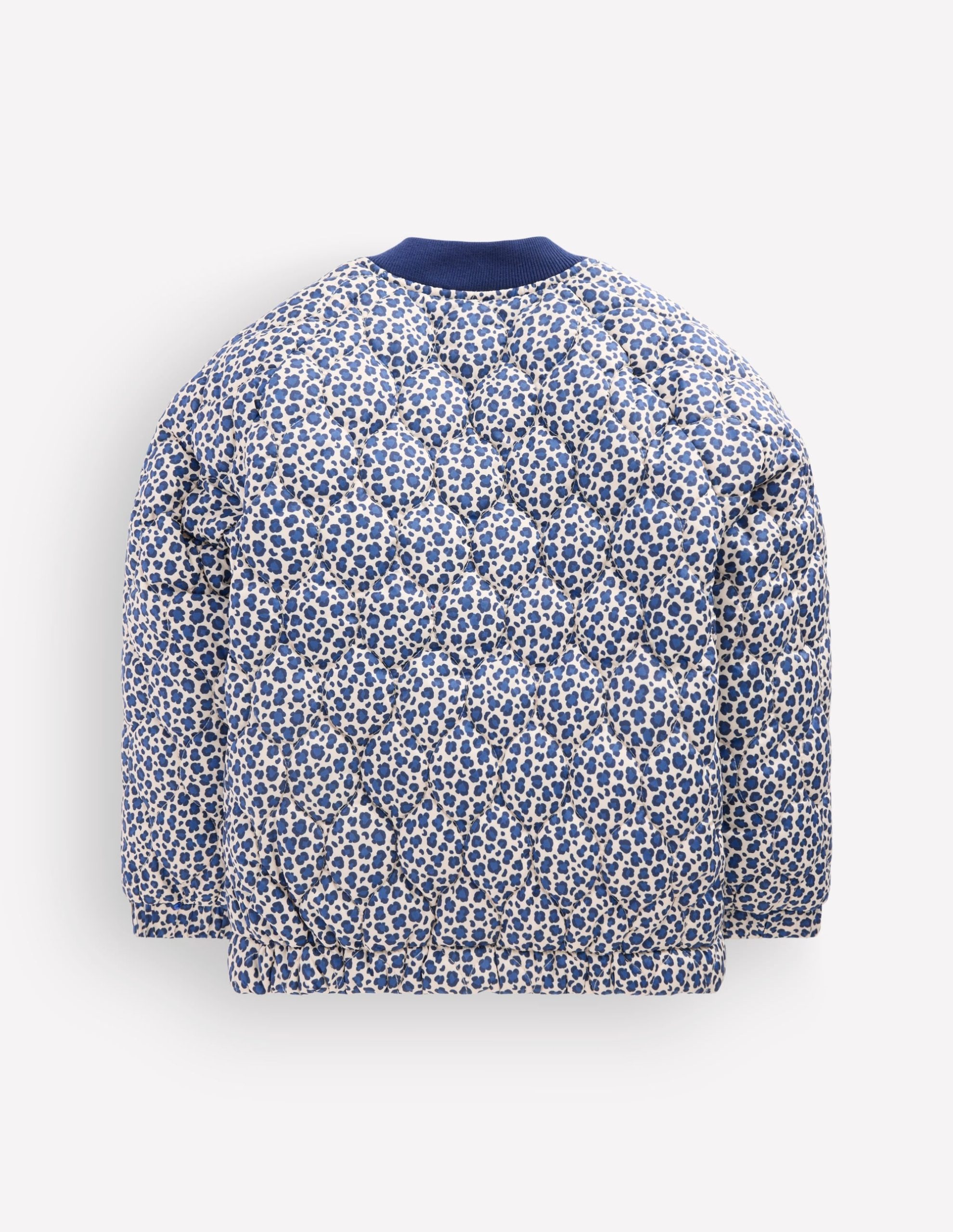 Quilted Bomber Jacket-Calico White/ Blue Leopard - Image 2