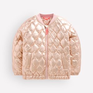 Quilted Bomber Jacket-Gold Metallic
