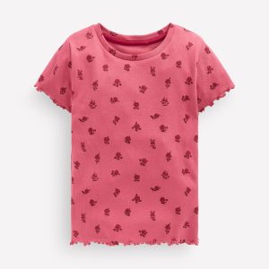 Short Sleeve Rib T-Shirt-Red Floral