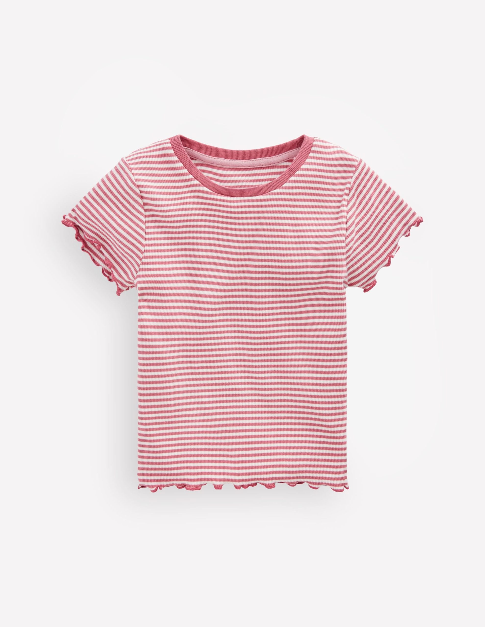 Short Sleeve Rib T-Shirt-Pink Stripe - Image 2