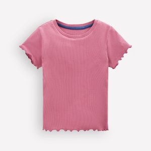 Short Sleeve Rib T-Shirt-Pink Heather