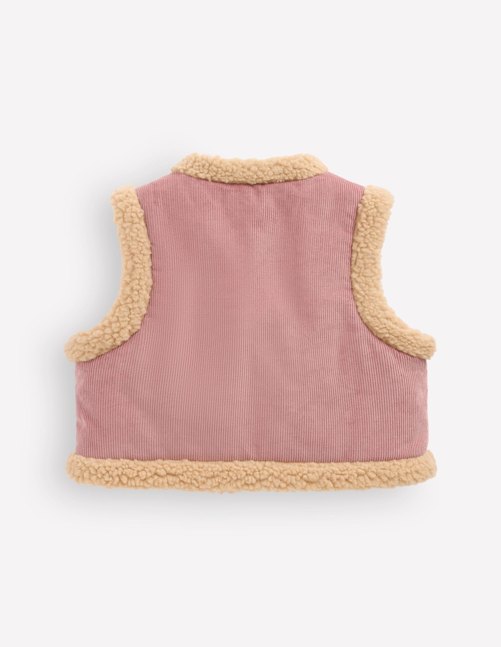 Borg Trim Vest-Pink Floral Embroidery - Image 2