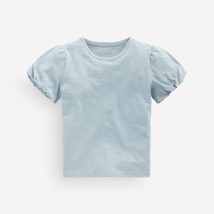 Puff Sleeve Jersey Top-Cornish Blue