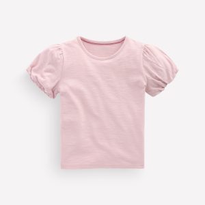 Puff Sleeve Jersey Top-Pink Heather