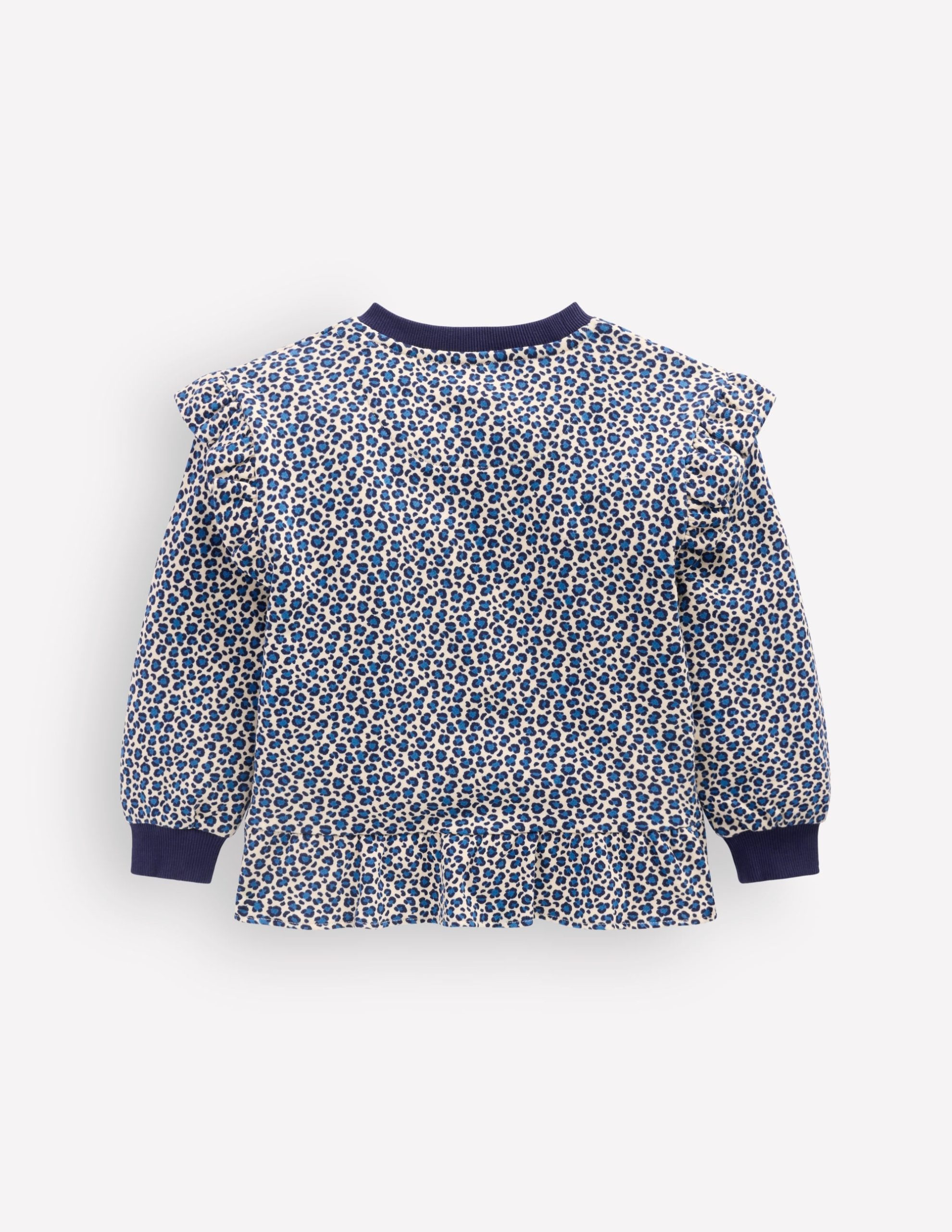 Pretty Frill Sweatshirt-Calico White/ Blue Leopard - Image 2