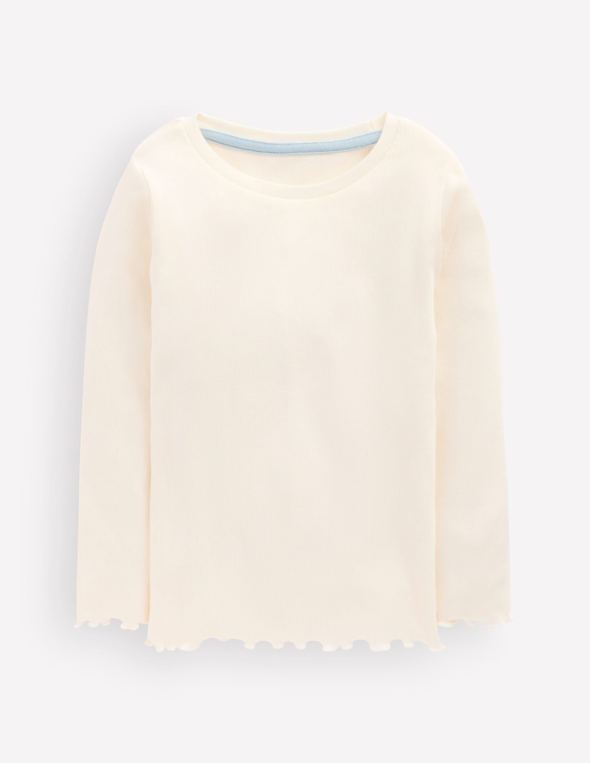 Ribbed Long Sleeve T-Shirt-Soft Ivory