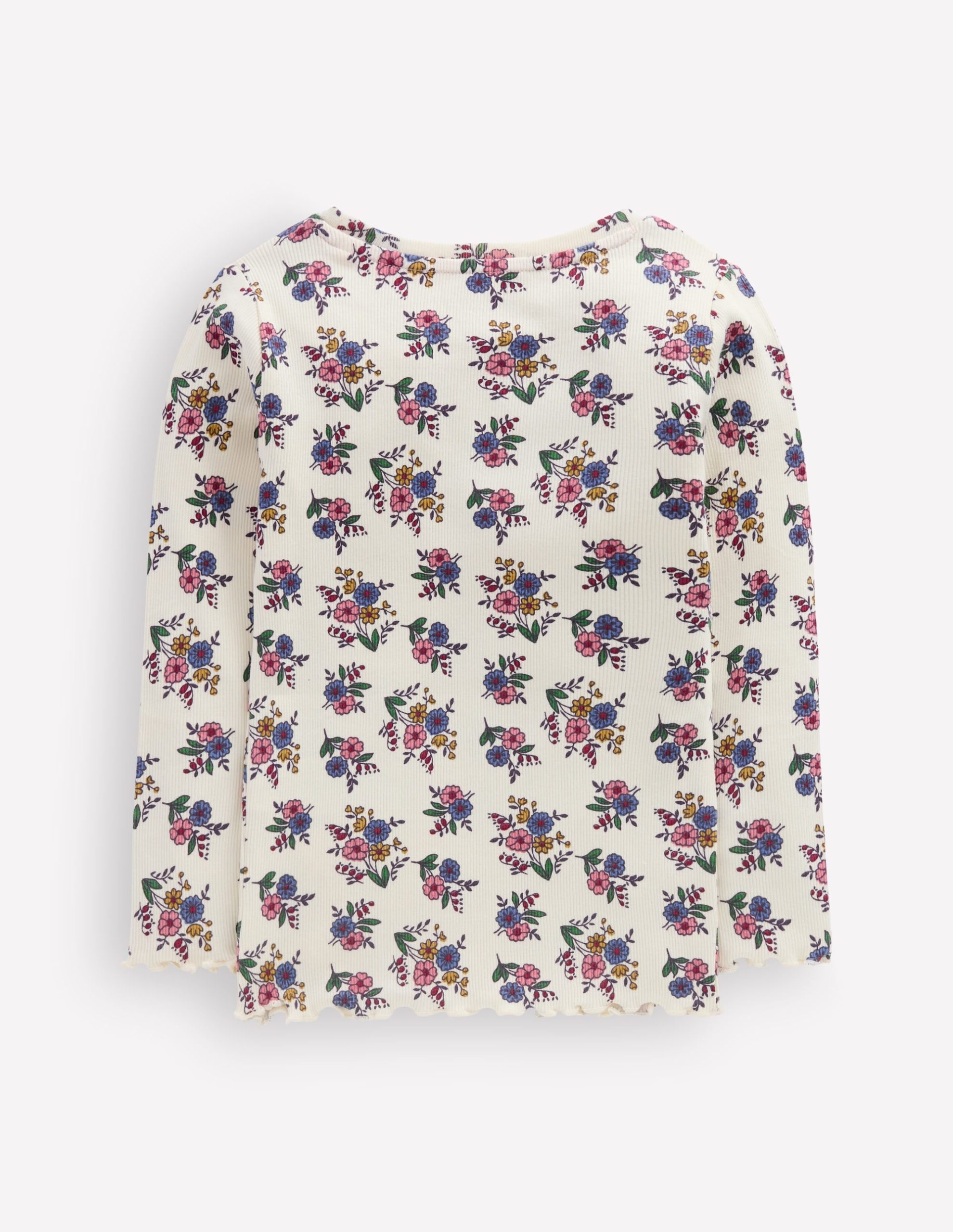 Ribbed Long Sleeve T-Shirt-Soft Ivory Ditsy Floral - Image 2
