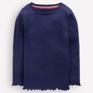 Ribbed Long Sleeve T-Shirt-College Navy