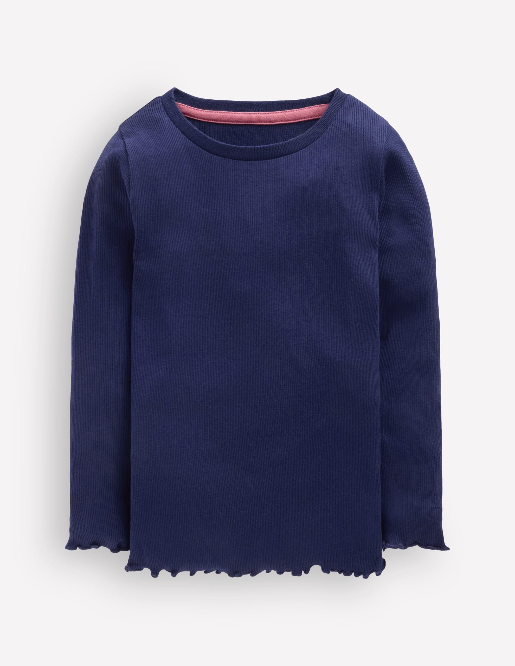Ribbed Long Sleeve T-Shirt-College Navy