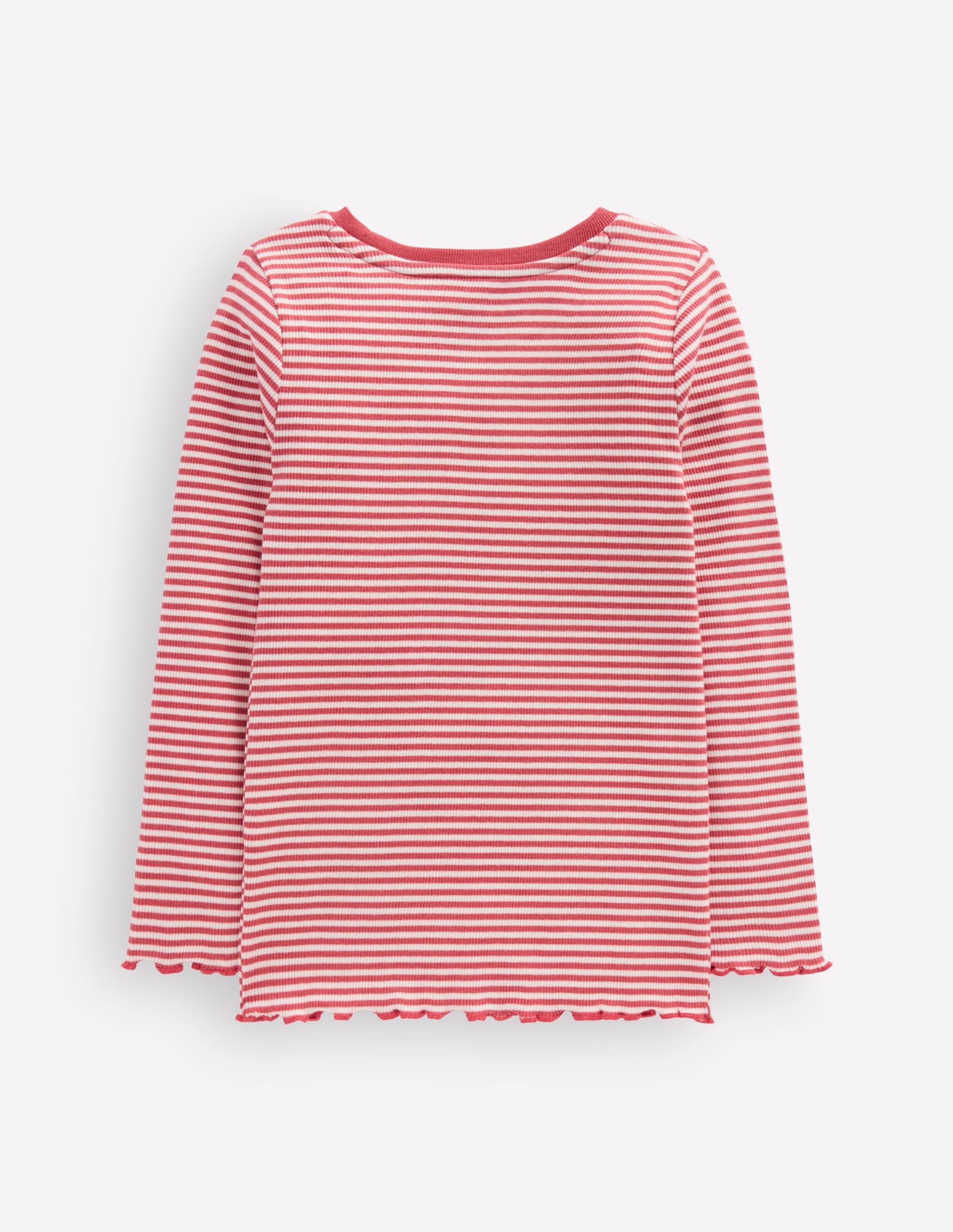 Ribbed Long Sleeve T-Shirt-Pink/ Soft Ivory Stripe - Image 2