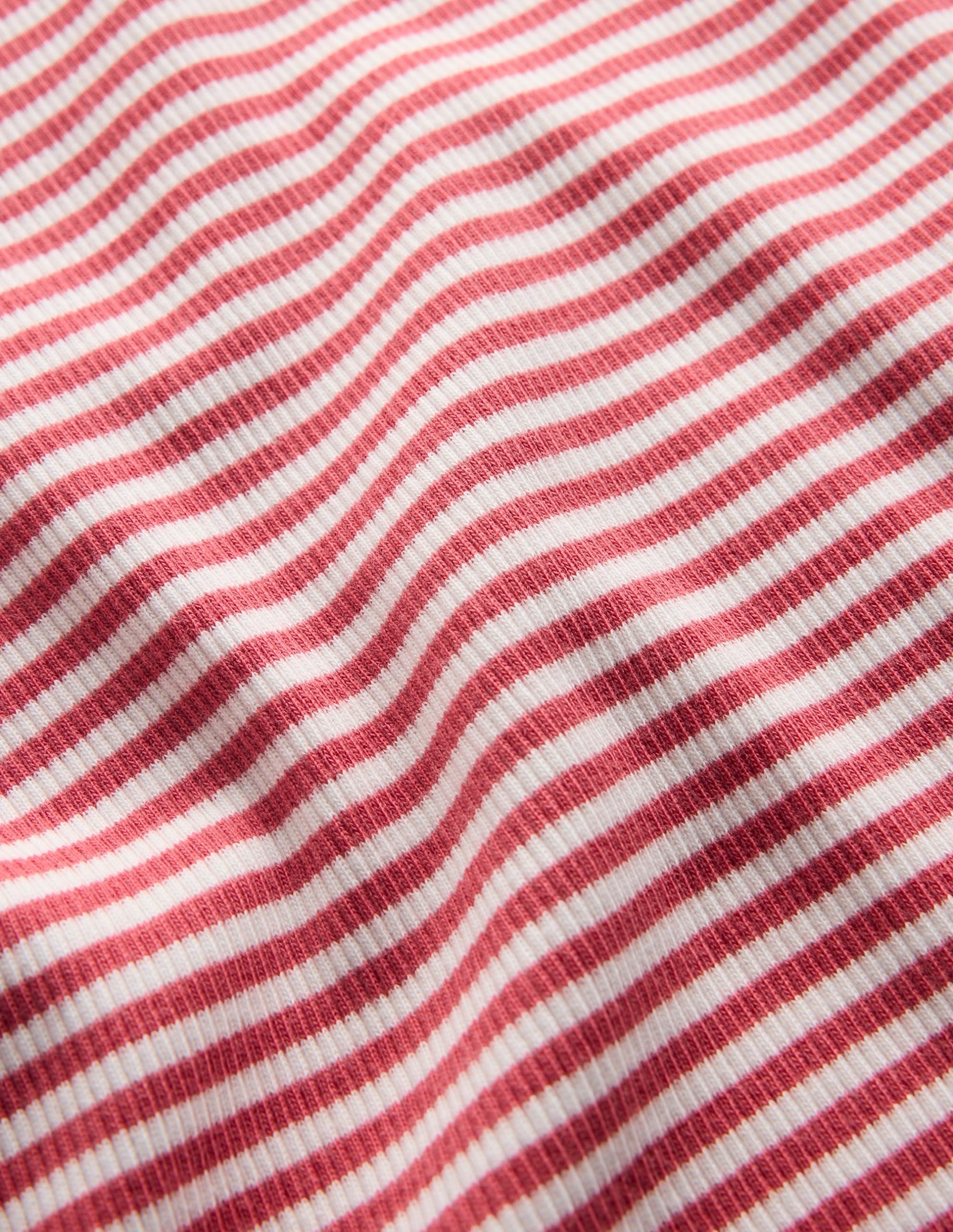 Ribbed Long Sleeve T-Shirt-Pink/ Soft Ivory Stripe - Image 3