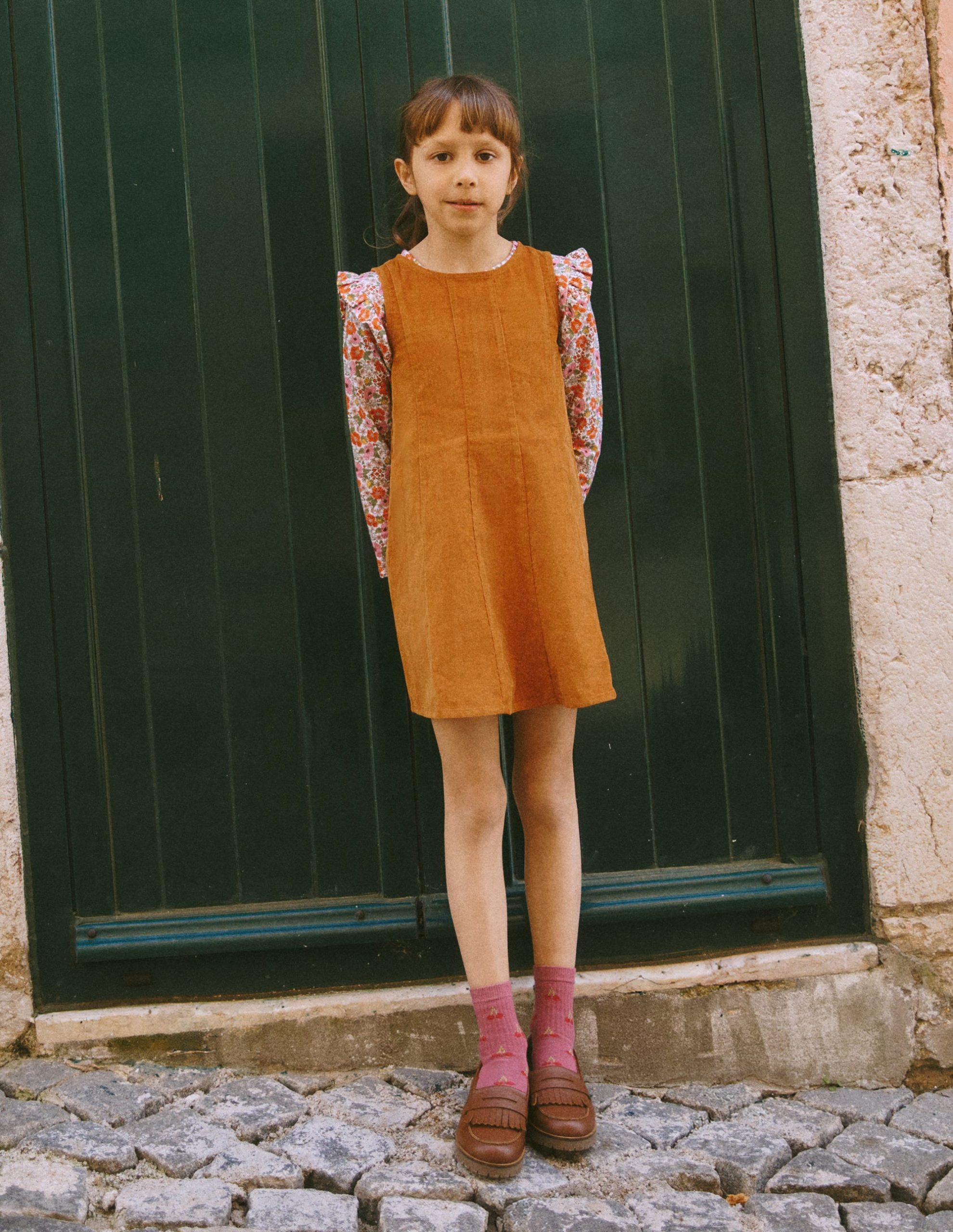 Willa Pinafore Dress-Almond Brown - Image 4