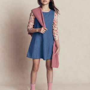 Willa Pinafore Dress-Mid Denim