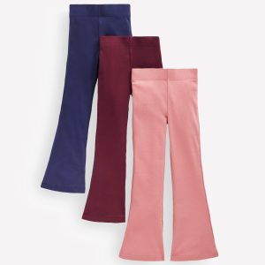 3-Pack Ribbed Flared Leggings-Mutli
