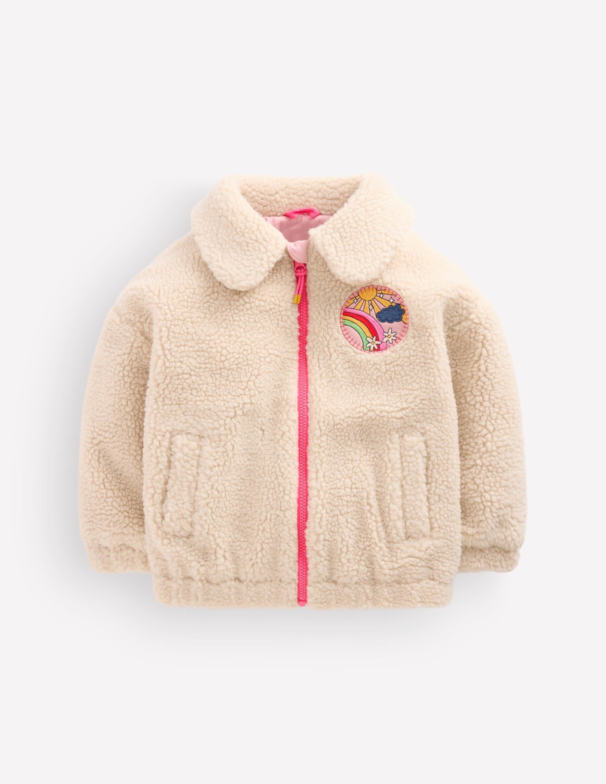 Collared Borg Jacket-Ivory Borg Logo - Image 2