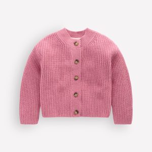 Chunky Everyday Cardigan-Pink Heather Marl