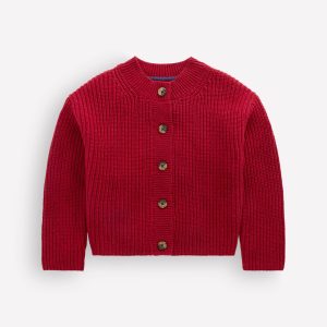 Chunky Everyday Cardigan-Red Marl
