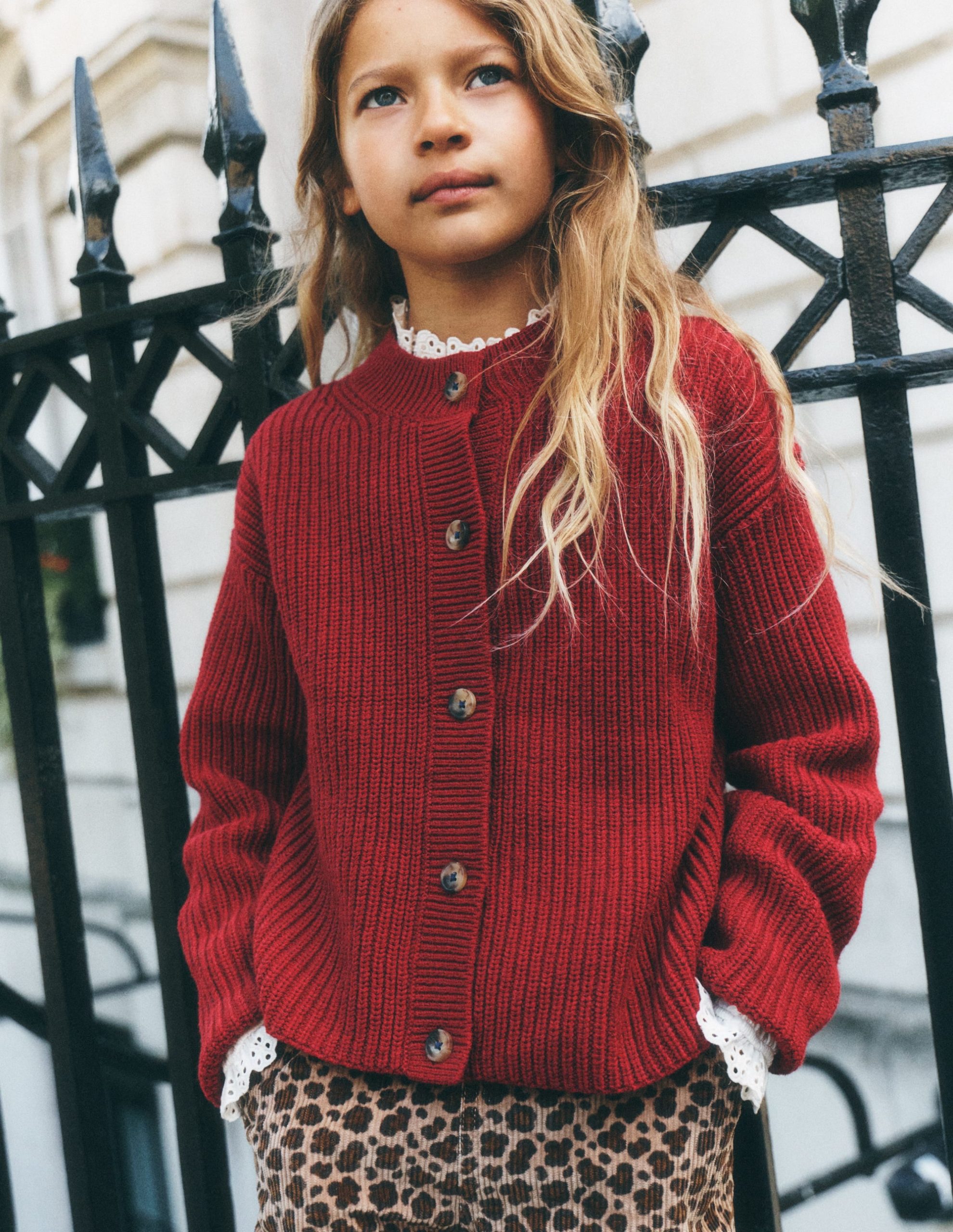 Chunky Everyday Cardigan-Red Marl - Image 4