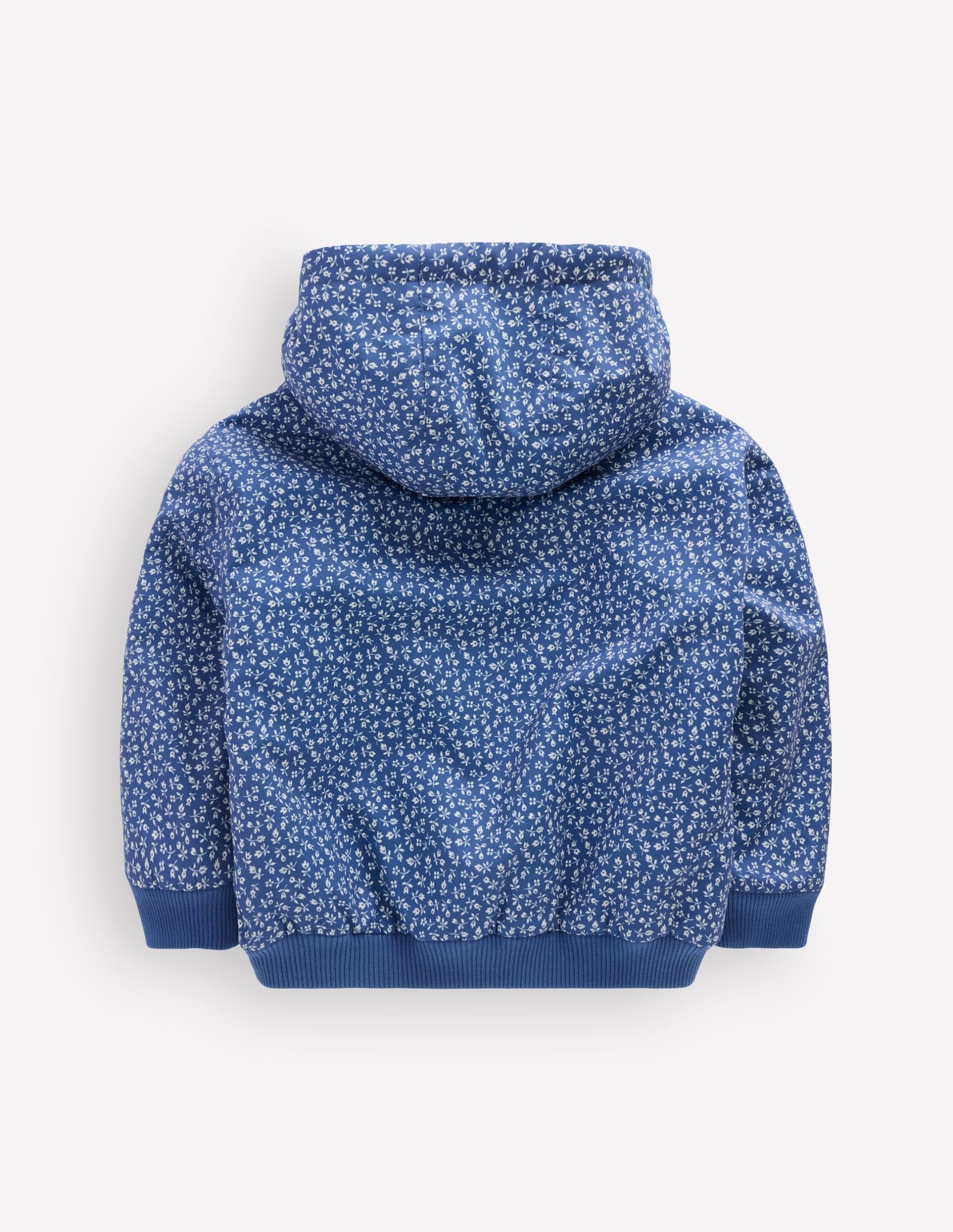 Reversible Borg Hooded Bomber-Bluejay Ditsy Floral - Image 6