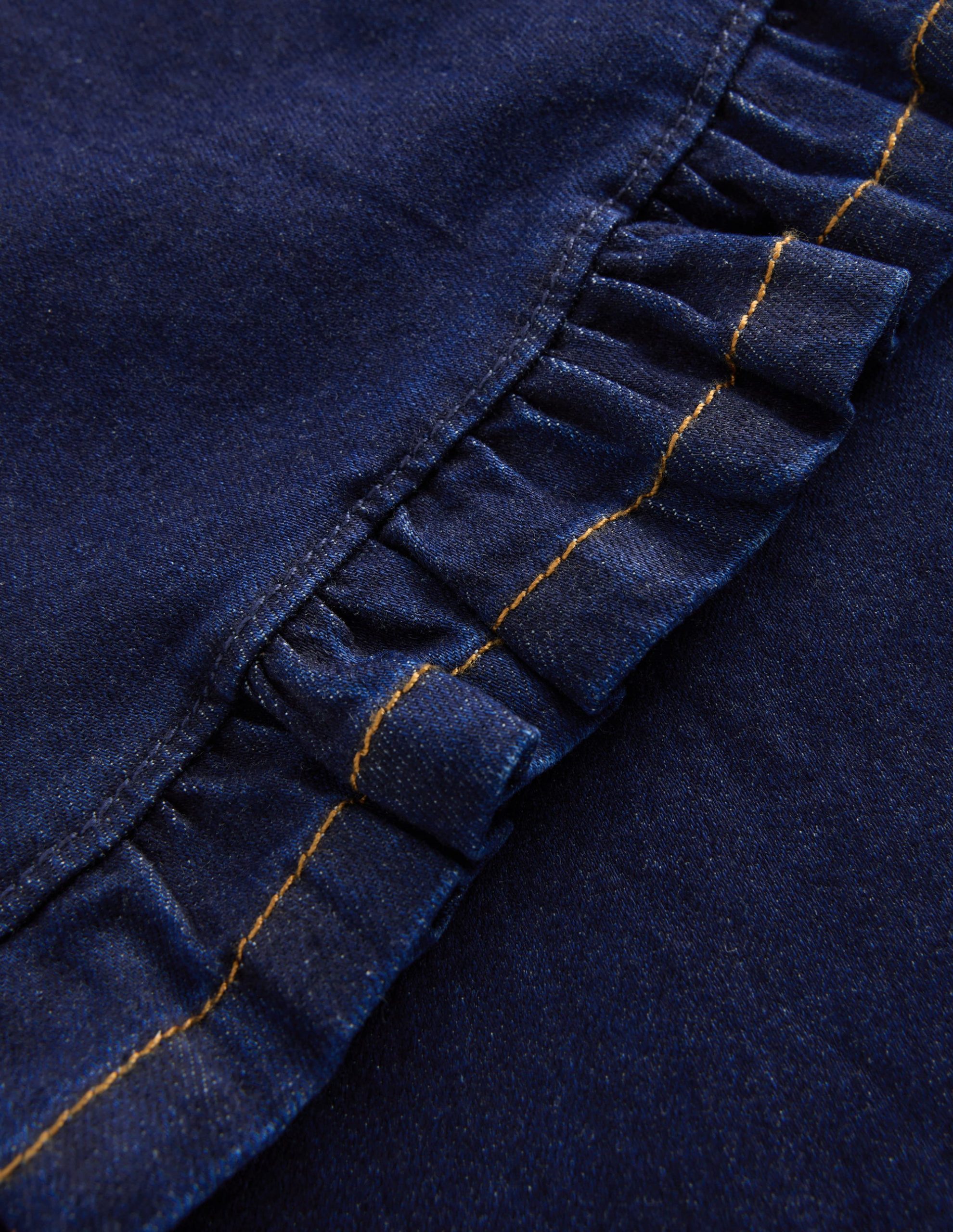 Wide Leg Frill Hem Jeans-Dark Wash - Image 3