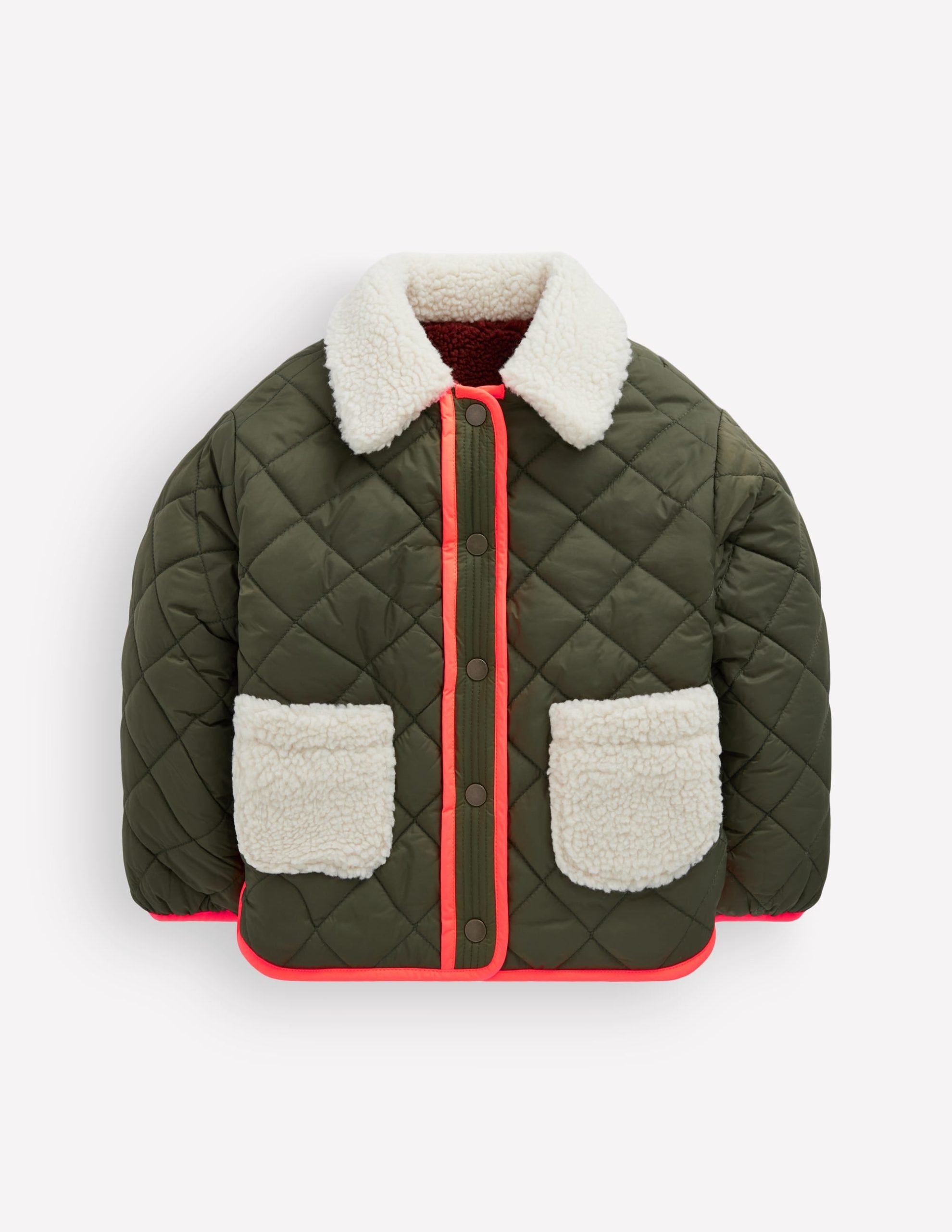 Reversible Borg Quilted Jacket-Falcon Green - Image 4