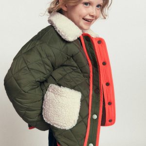 Reversible Borg Quilted Jacket-Falcon Green