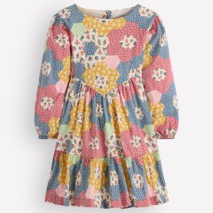 Celia Wing Sleeve Dress-Floral Patchwork