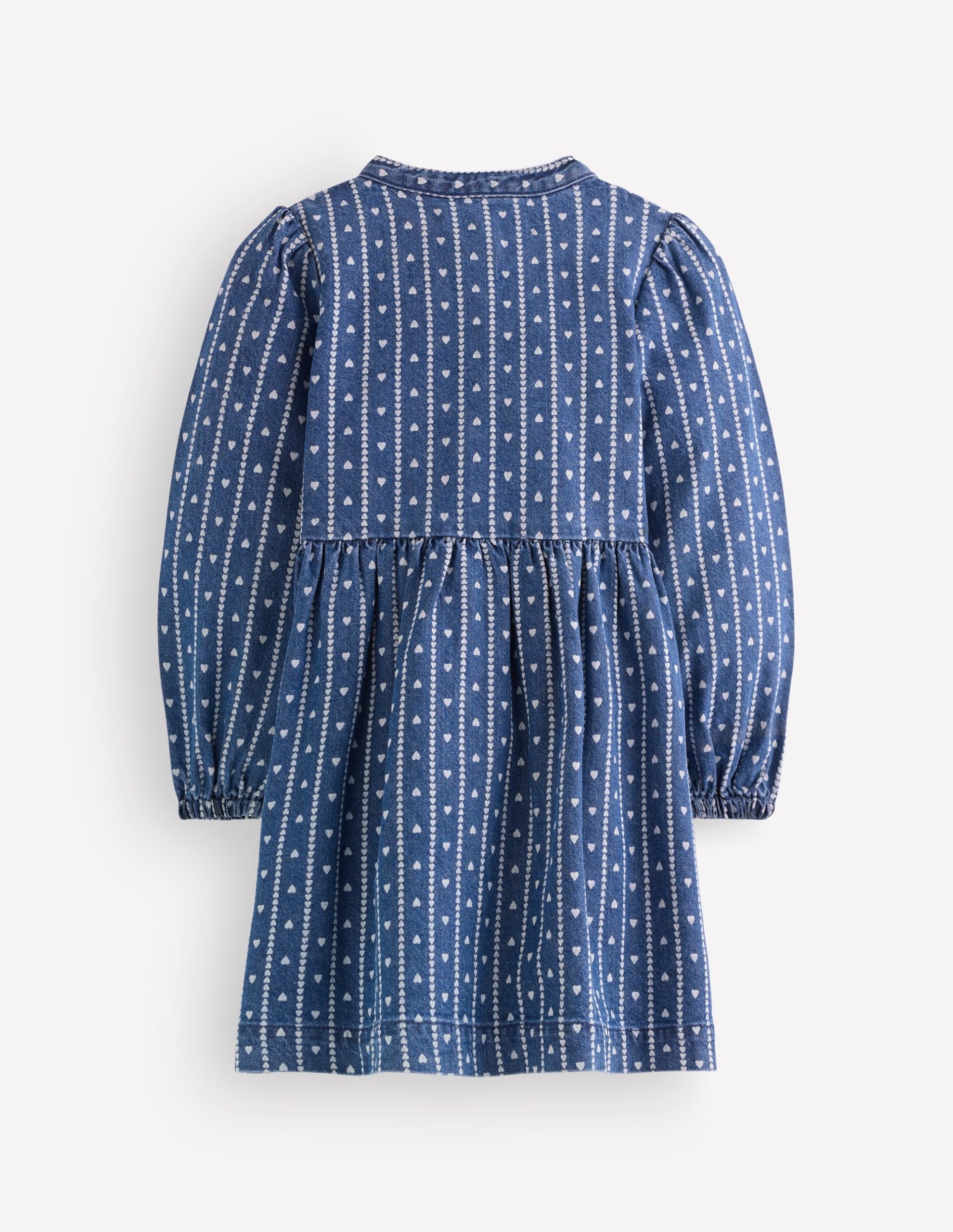 Betsy Woven Puff Sleeve Dress-Denim Tiny Hearts - Image 2
