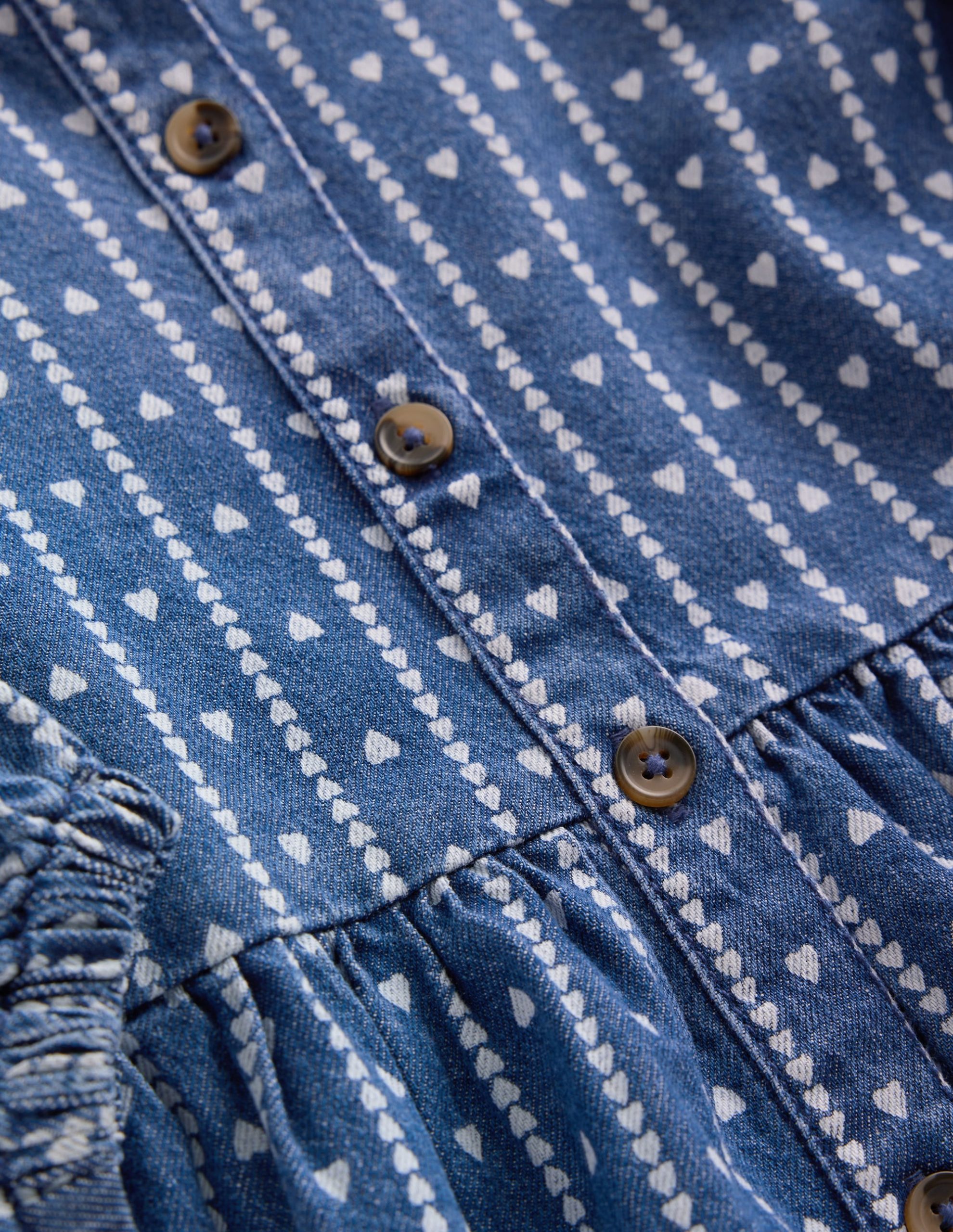 Betsy Woven Puff Sleeve Dress-Denim Tiny Hearts - Image 3