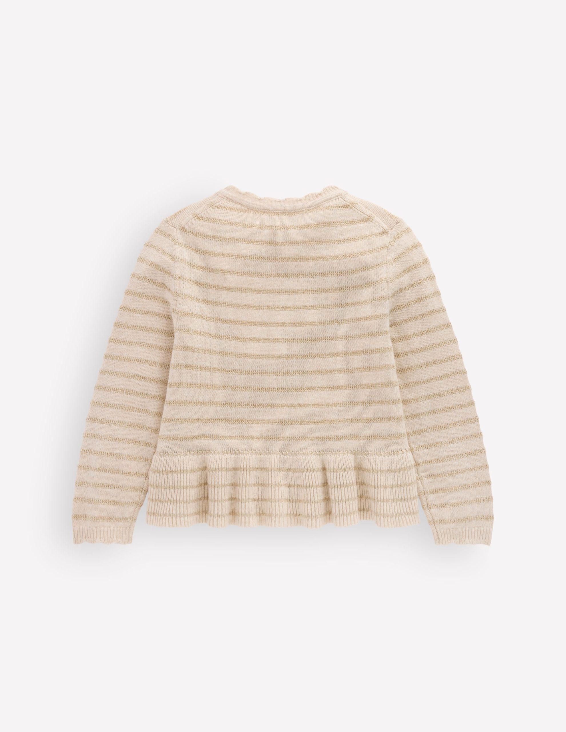 Pretty Peplum Cardigan-Oatmeal Marl Sparkle Stripe - Image 4