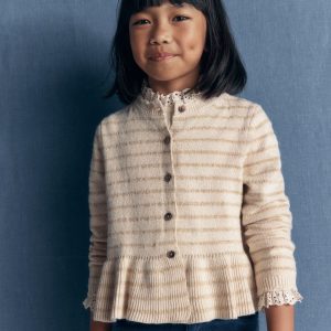 Pretty Peplum Cardigan-Oatmeal Marl Sparkle Stripe
