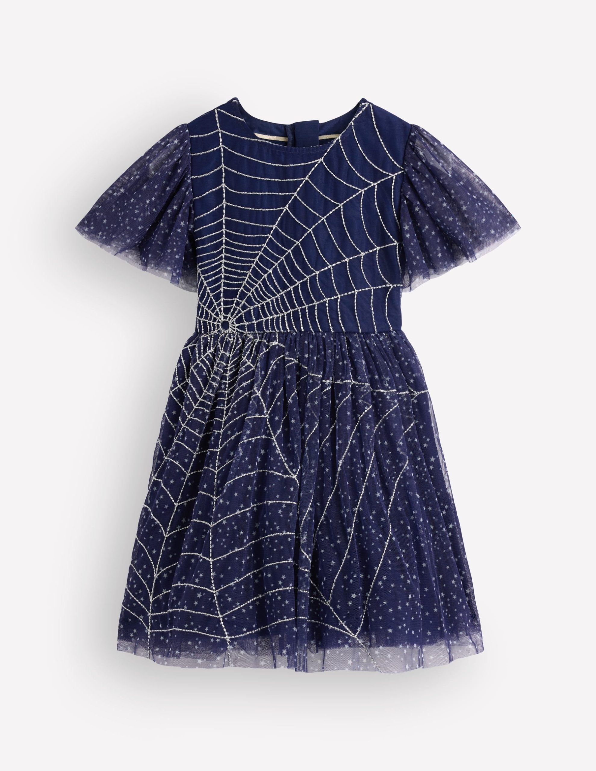 Appliqué Tulle Dress-College Navy Spiders Web - Image 4