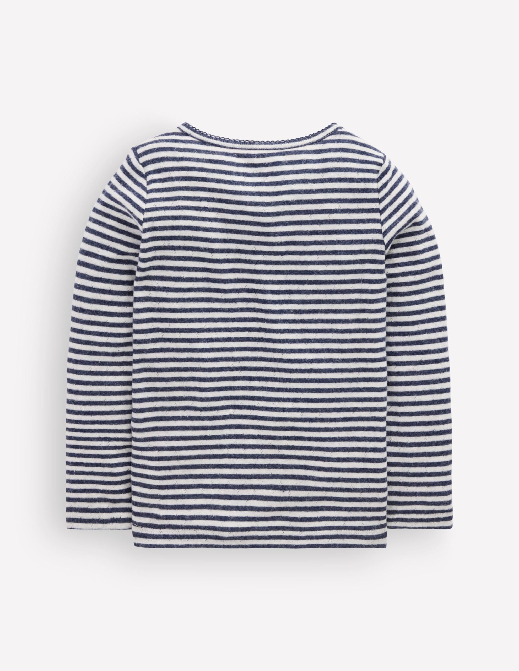 Long Sleeve Henley Top-Soft Ivory/ Navy Stripe - Image 2