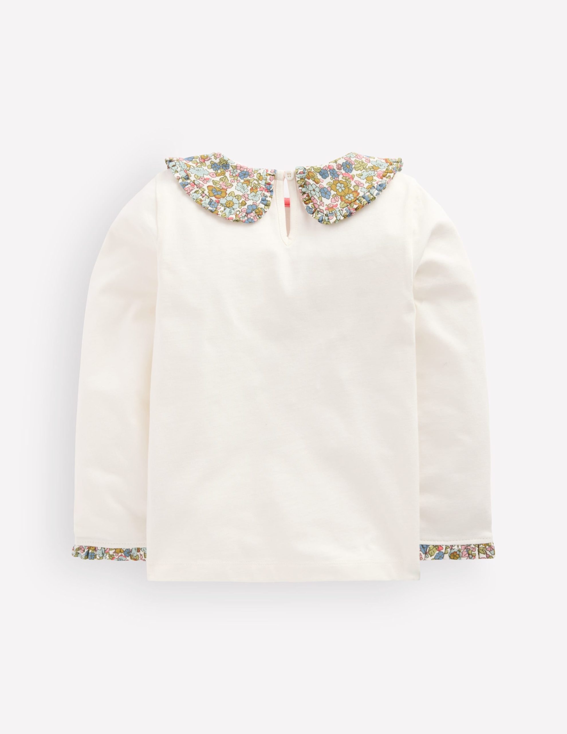 Collared Breton Jersey Top-Ivory and Blue Floral - Image 2