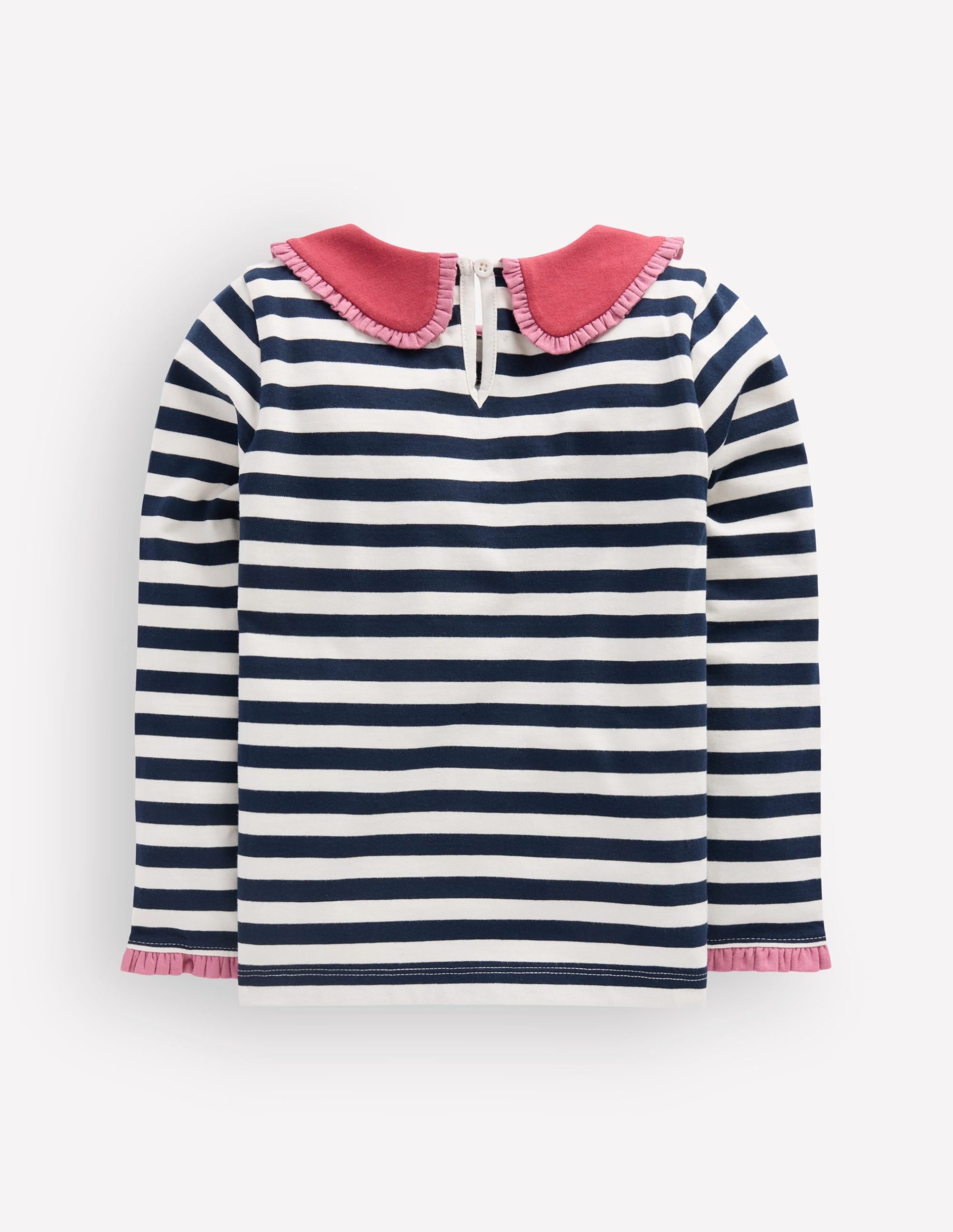 Collared Breton Jersey Top-Ivory and Navy Stripe - Image 2