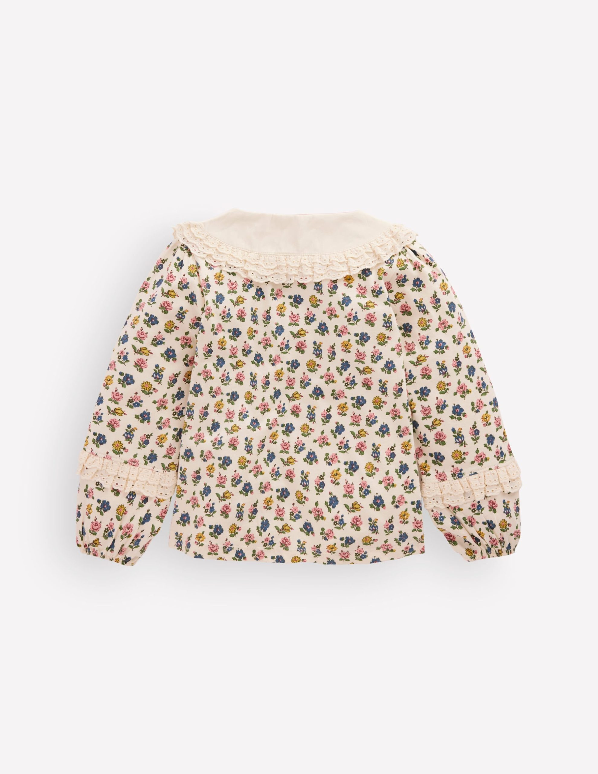 Broderie Collar Jersey Top-Vanilla White Floral - Image 2