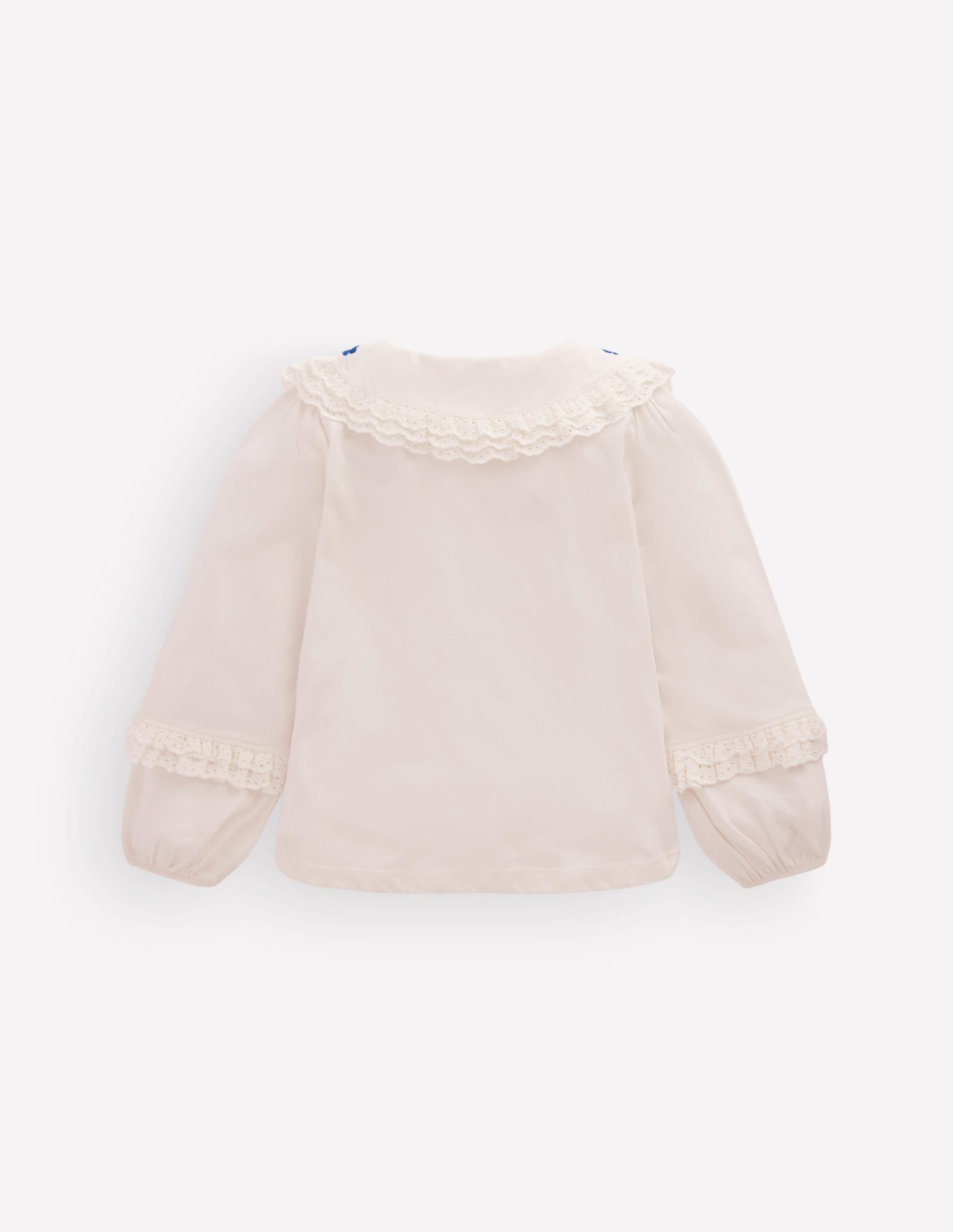 Broderie Collar Jersey Top-Soft Ivory - Image 4