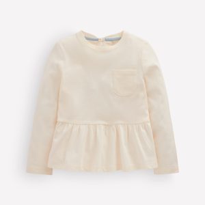 Long Sleeve Peplum Top-Soft Ivory