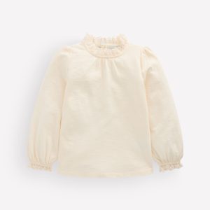 Broderie Trim Slub Top-Soft Ivory