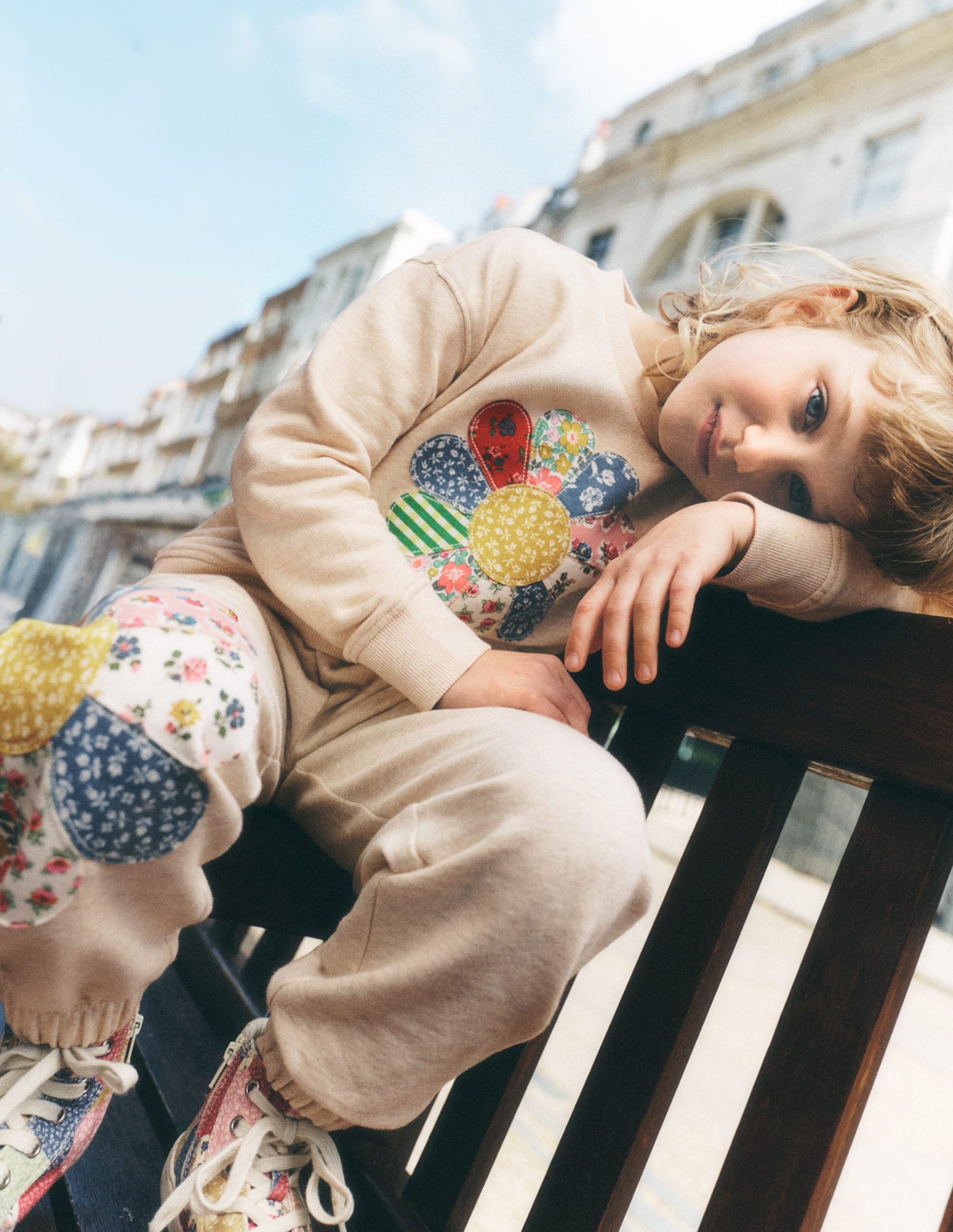 Relaxed Panel Sweatshirt-Oatmeal Marl Patchwork Floral - Image 4