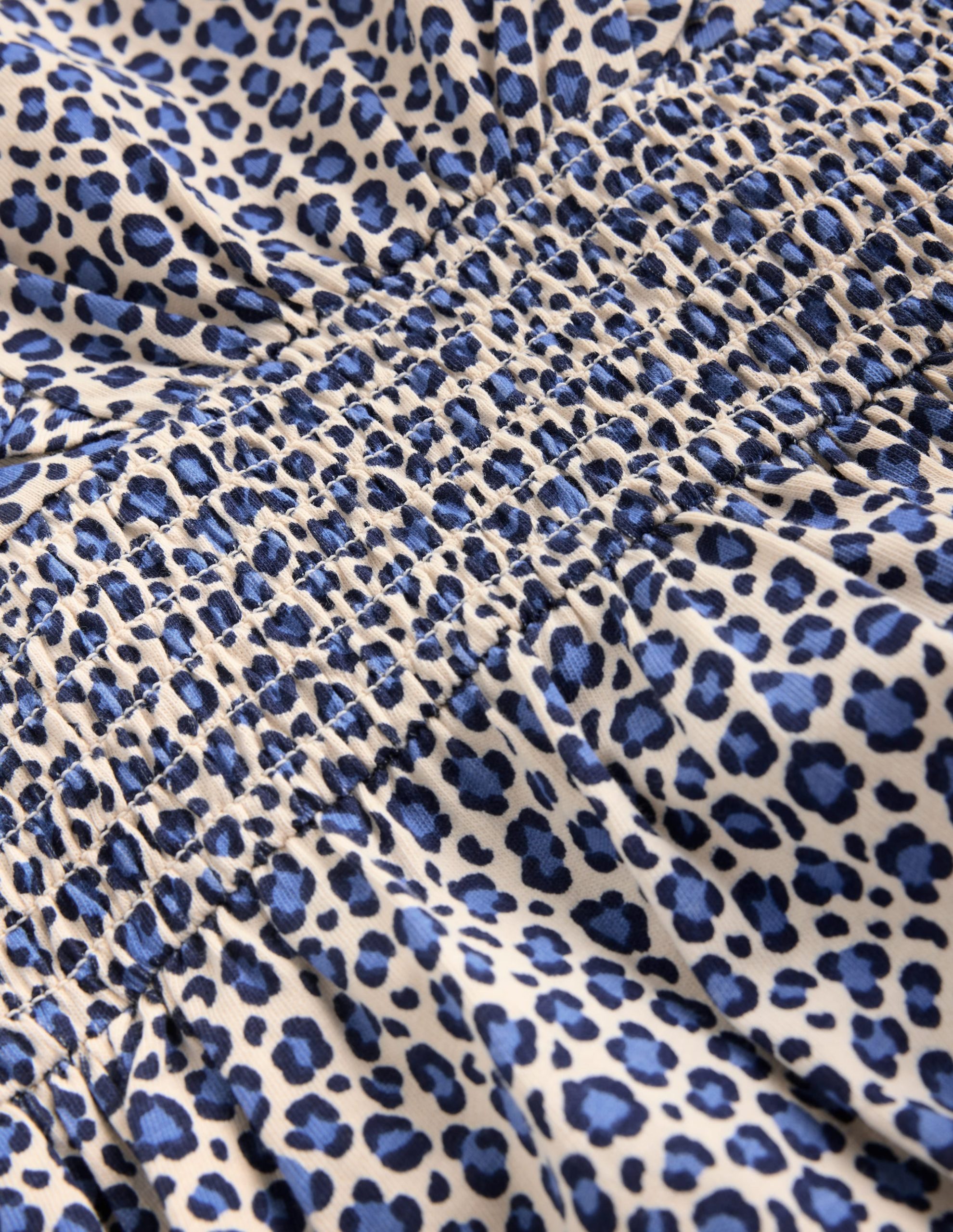 Suki Shirred Jersey Dress-Blue Leopard - Image 3