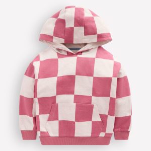 Fun Print Hoody-Pink Checkerboard