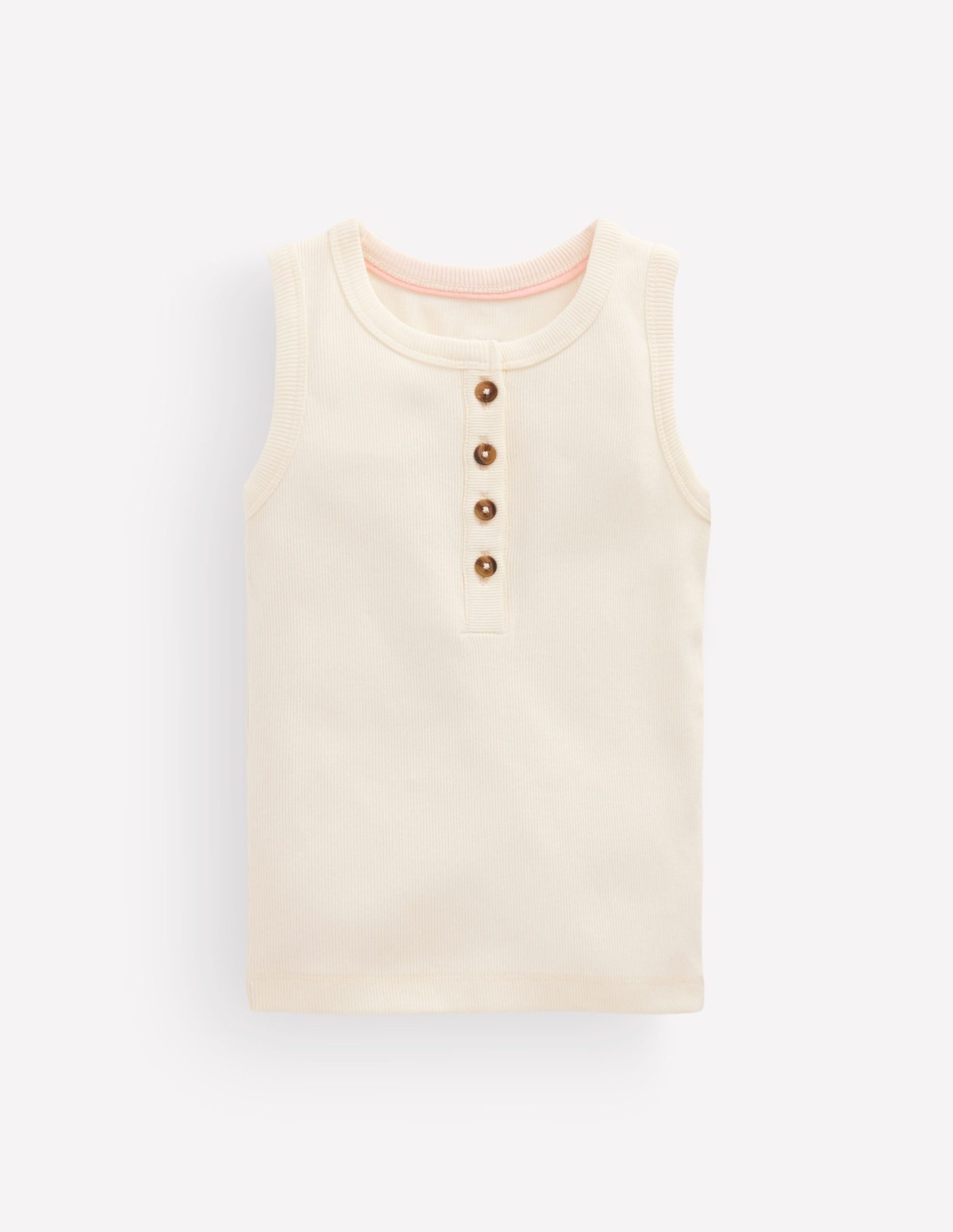 Henley Ribbed Tank-Soft Ivory